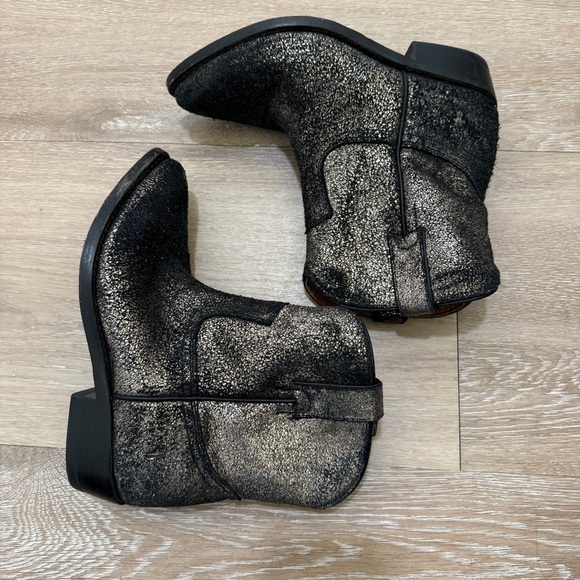 FRYE Leather Pull-On Boots Billy Short Metallic Gold Size 6B - Picture 2 of 10